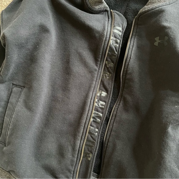 Under Armour threadborne fleece baseball bomber jacket Black Nice!! S - Picture 6 of 12